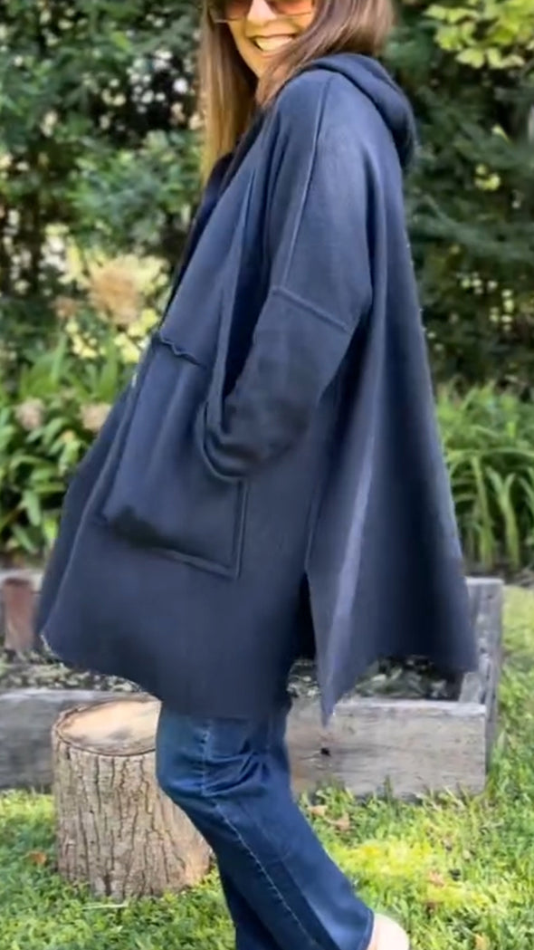Women Button-down Hooded Casual Coat