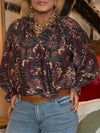 Women Lapel Printed Casual Top