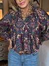 Women Lapel Printed Casual Top