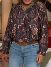 Women Lapel Printed Casual Top