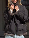 Women Standing Collar Reversible Casual Plush Coat