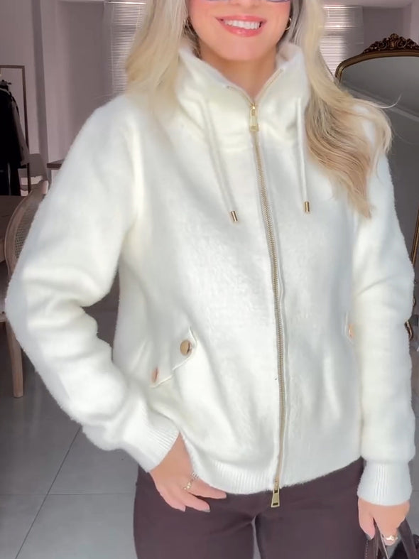Women Lapel Plush Casual Jacket