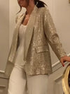 Women Lapel Sequined Temperament Commuter Suit Jacket