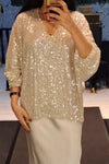 Womens Elegant Party Sequined V-Neck Top