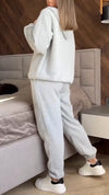 Women Button-down Hooded Jacket + Pants Casual Suit