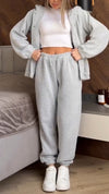 Women Button-down Hooded Jacket + Pants Casual Suit