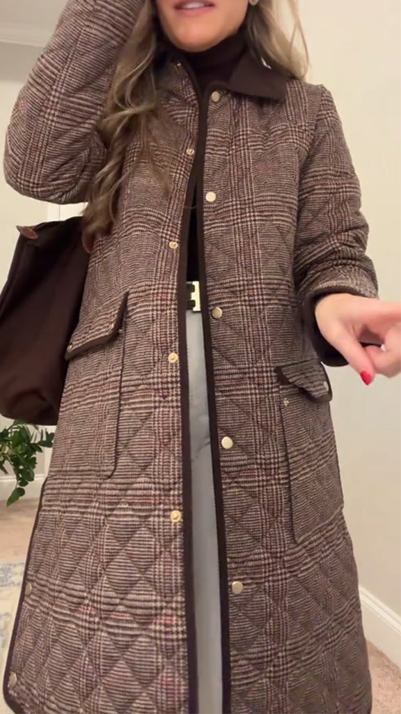 Women Lapel Plaid Temperament Casual Jacket