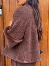 Women Round Neck Button-down Sleeve Plush Design Casual Jacket