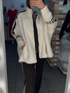 Women Stand Collar Plush Printed Casual Coat