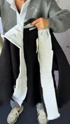 Women Round Neck Hooded Patchwork Knitted Fake Two-piece Casual Coat
