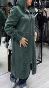 Women Hooded Spliced Plush Casual Long Coat