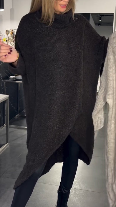 Women High-neck Knitted Long Sweater