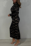 Women Round Neck Printed Waist Elegant Casual Dress