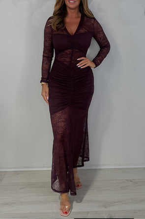 Women V-neck Printed Waist-length Stitching Elegant Casual Dress