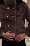 Women Casual Warm Double-Breasted Turtleneck Plush Short Jacket