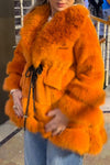 Women Casual Double Plush Lace-up A-line Jacket