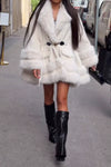Women Casual Double Plush Lace-up A-line Jacket