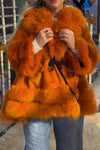 Women Casual Double Plush Lace-up A-line Jacket
