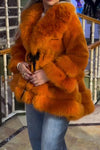 Women Casual Double Plush Lace-up A-line Jacket