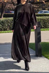 Women Casual Velvet Turtleneck Loose Top + Skirt Suit