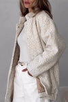 Women Round Neck Solid Color Casual Jacket