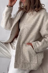 Women Round Neck Solid Color Casual Jacket