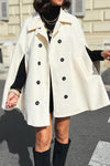 Women Elegant Double-Breasted Cape Coat