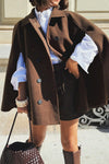 Women Elegant Double-Breasted Cape Coat