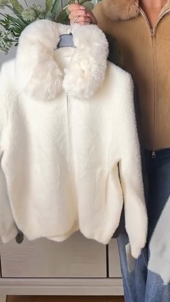 Women Fur Collar Casual Plush Coat