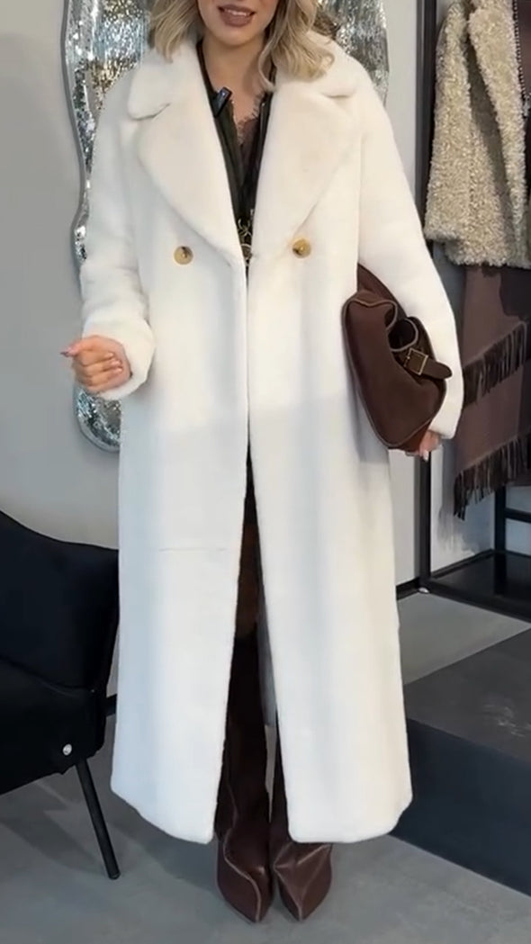 Women's Fur Lapel Warm Slit Long Coat