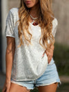 Women's V-neck Sequined Casual T-shirt