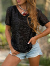 Women's V-neck Sequined Casual T-shirt