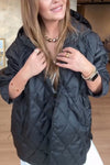 Women Hooded Plaid Solid Color Casual Jacket