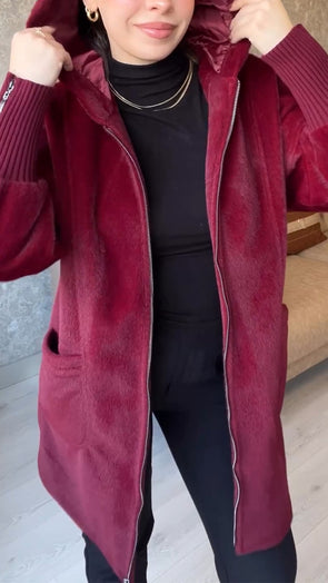Women Hooded Plush Casual Coat