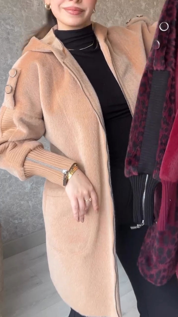 Women Hooded Plush Casual Coat