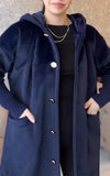 Women Hooded Printed Paneled Knit Sleeve Casual Jacket