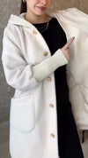 Women Hooded Printed Paneled Knit Sleeve Casual Jacket