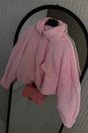 Women Casual Warm Zipper Stand Neck Plush Top