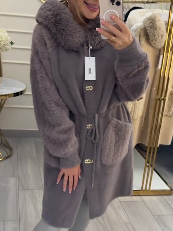 Women Fur Collar Plush Casual Coat