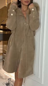Women Plush Hooded Button-down Casual Coat