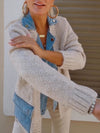 Women Lapel Knitted Patchwork Denim Casual Jacket