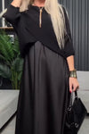 Women Casual Glossy Dress + Crossover Cape Coat Suit