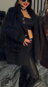 Women Lapel Plush Casual Coat