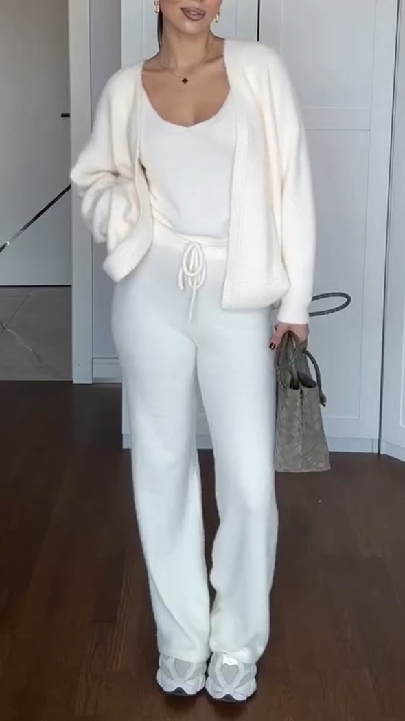 Women Solid Color Casual Three-piece Suit