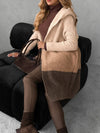 Women Hooded Knitted Contrasting Casual Coat