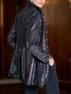 Women Stand Collar Sequined Temperament Commuter Jacket