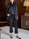 Women Stand Collar Sequined Temperament Commuter Jacket