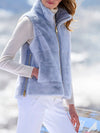 Women Stand Collar Zipper Casual Plush Vest