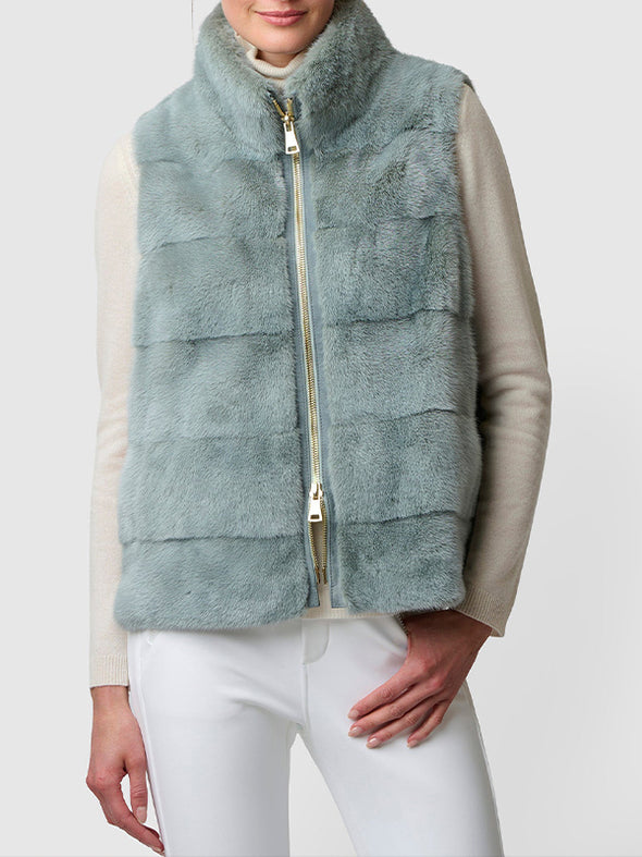 Women Stand Collar Zipper Casual Plush Vest