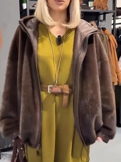 Women Hooded Plush Casual Coat
